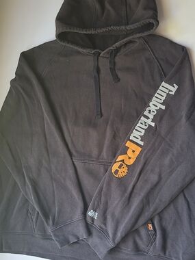 Timberland Pro Men's Black Hooded Sweatshirt with Logo Sleeve